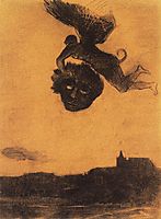 Devil take a head in the air, 1876, redon