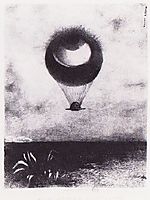The eye like a strange balloon goes to infinity, 1882, redon