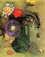 Flowers in Green Vase with Handles, c.1905, redon