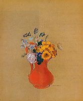 Flowers in a Red Pitcher, c.1900, redon