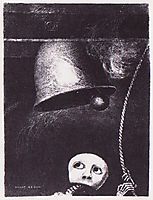 A funeral mask tolls bell , 1882, redon