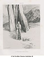 A madman in a dismal landscape, 1885, redon