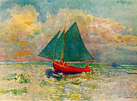 Red Boat with Blue Sails, c.1907, redon