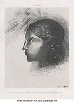 Upon awakening I saw the Goddess of the Intelligible with her severe and hard profile, 1885, redon