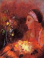 Woman with Flowers, redon
