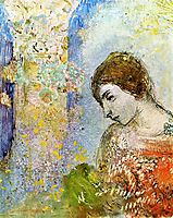 Woman with Pillar of Flowers, redon