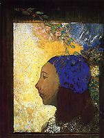 Young Girl in a Blue Bonnet, redon