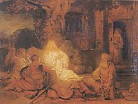 Abraham Receives the Three Angels, 1646, rembrandt