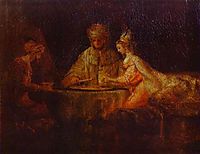 Ahasuerus (Xerxes), Haman and Esther, rembrandt