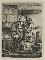 An Artist Drawing from the Model, 1648, rembrandt