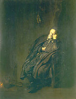 An Old Man Asleep, Seated by the Fire, 1629, rembrandt