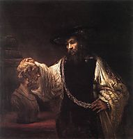 Aristotle with a Bust of Homer, 1653, rembrandt