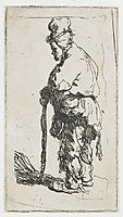 Beggar leaning on a stick, facing left, 1630, rembrandt