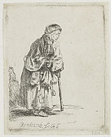 Beggar woman leaning on a stick, 1646, rembrandt