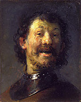 Bust of a Laughing Man in a Gorget, 1630, rembrandt