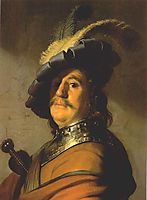 Bust of a Man in a Gorget and Cap, 1627, rembrandt