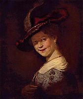 Bust of Young Woman Smiling (probably Saskia van Uylenburgh), 1633, rembrandt