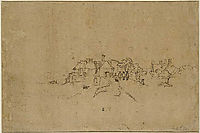 Figures on the Anthoniesdijk Entering Houtewael, c.1650, rembrandt