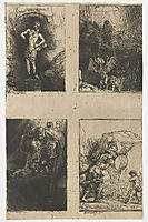 Four illustrations to a Spanish book, 1655, rembrandt