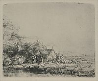 Landscape with a Cow Drinking, 1649, rembrandt