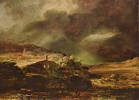 Mountain Landscape with a Thunderstorm, 1638, rembrandt