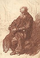 Old Man Seated in an Armchair, Full length, rembrandt