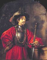 Portrait of a man in military costume, 1650, rembrandt