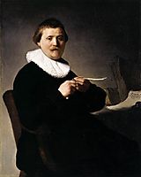 Portrait of a Man Trimming his Quill, 1632, rembrandt