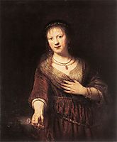 Portrait of Saskia with a Flower, 1641, rembrandt