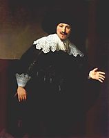 Portrait of a seated man rising from his chair, 1633, rembrandt