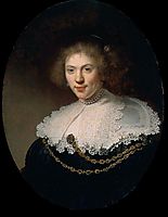 Portrait of a Woman Wearing a Gold Chain, rembrandt
