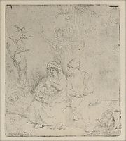 A Repose In Outline, 1645, rembrandt