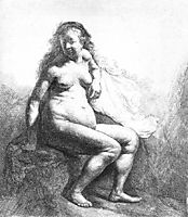 Seated Female Nude, 1631, rembrandt