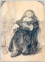 Seated Saskia with a letter in her left hand, 1635, rembrandt