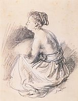 A Seated Woman, Naked to the Waist, rembrandt