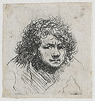 Self-portrait leaning forward bust, 1628, rembrandt