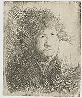 Self-portrait, leaning forward, listening, 1628, rembrandt