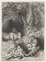 The sleeping herdsman, 1644, rembrandt
