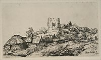 A Village with a Square Tower, 1650, rembrandt