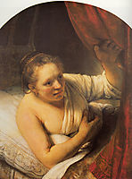 Woman in bed, 1645, rembrandt
