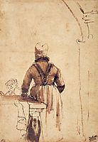 Woman Wearing a Costume of Northern Holland, rembrandt