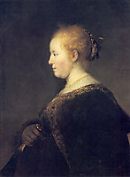 A Young Woman in Profile with a Fan, rembrandt
