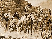 Mule Train Crossing the Sierras, 1888, remington