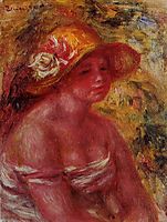 Bust of a Young Girl Wearing a Straw Hat, 1917, renoir