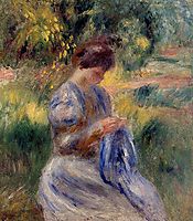 The Embroiderer (Woman Embroidering in a Garden), c.1898, renoir