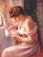 A girl reading, 1891, renoir