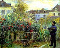 Monet painting in his garden at Argenteuil, 1873, renoir