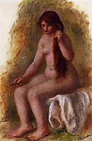 Seated Nude Combing Her Hair, renoir