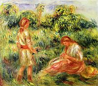 Two Young Women in a Landscape, c.1916, renoir