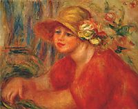 Woman in a hat with flowers, 1917, renoir